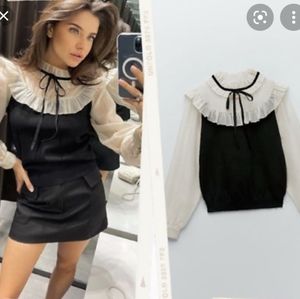 NWT ZARA CONTRASTING ORGANZA COMBINATION TOP